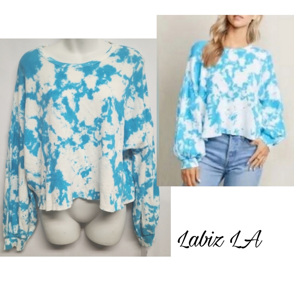 Labiz Los Angeles Tie-dye Thermal Oversized Shirt.  Sz Med. New